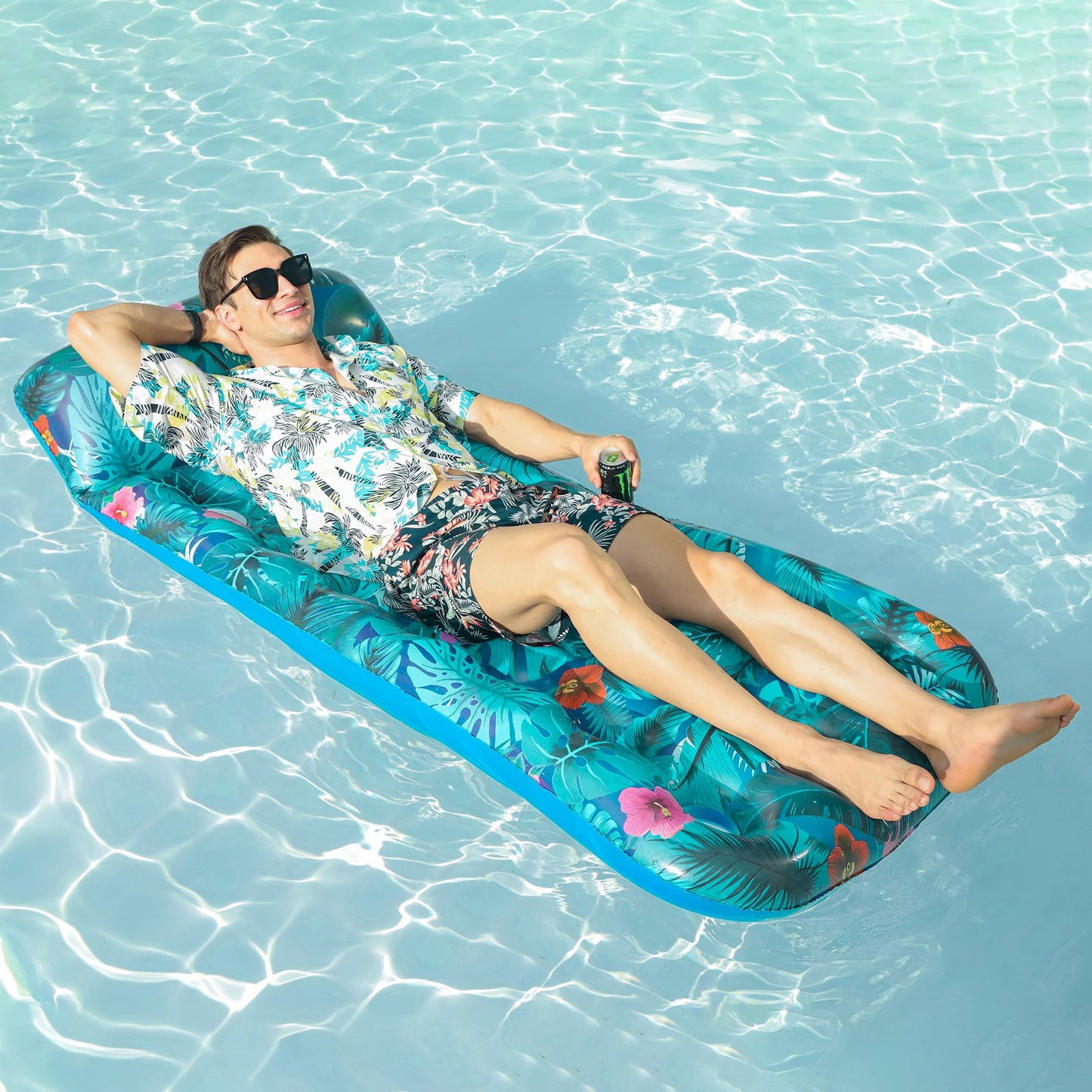 3 Pack Pool Floats Adult - Finduwill Inflatable Tanning Pool Lounger With Headrest, Large Pool Float Floaties For Summer Party Floating, Beach Floaties, Lake Float For Swimming Water Toys For Vacation