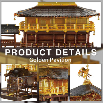 Piececool 3D Metal Model Kits For Adults, Kinkaku-Ji Golden Pavilion Model Building Kits, Challenging 3D Puzzles For Stress Relief Diy Craft Kits