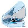 Mambobaby Baby Pool Float with Removable Sun Canopy - Non Inflatable Infant Swim Float with Anti-Flip Tail Design, Waterproof &