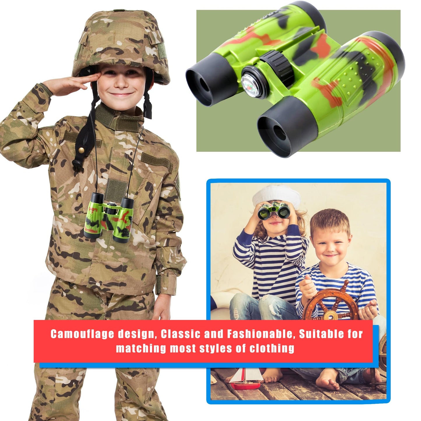 20 Pack Safari Binoculars Jungle Camouflage Binoculars Toy For Kids Explorers Gifts Camping Hunting Safari Party Favors