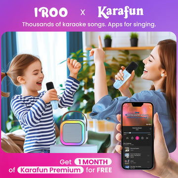 Mini Karaoke Machine For Kids, Birthday Easter Gifts Toys For Girls Boys Friends Age 3-12+, Portable Bluetooth Speaker With 2 Wireless Mics, Karafun Premium Songs Family Home Party(Blue)