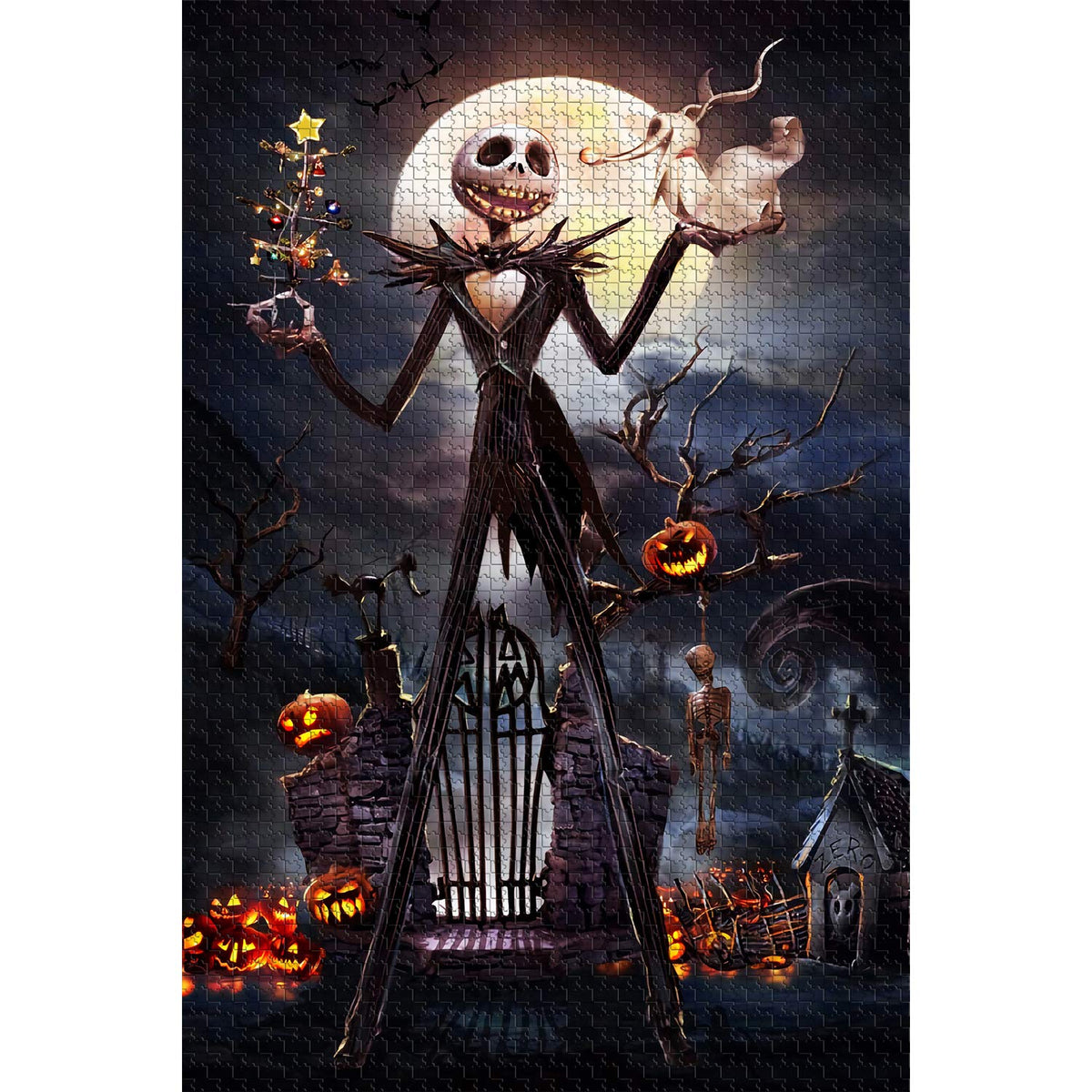 Jigsaw Puzzle 1000 Piece Wooden Puzzle Halloween Picture Family Decorations, Unique Birthday Present Suitable For Teenagers And
