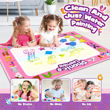 Toddler Toys For 2 3 4 5 Year Old Kids Boys Girls, Water Doodle Mat For Toddlers 2-5 Preschool Educational Learning Toys Halloween Birthday Easter Basket Stuffers Gift For 2-8 Year Old Boys Girls Pink