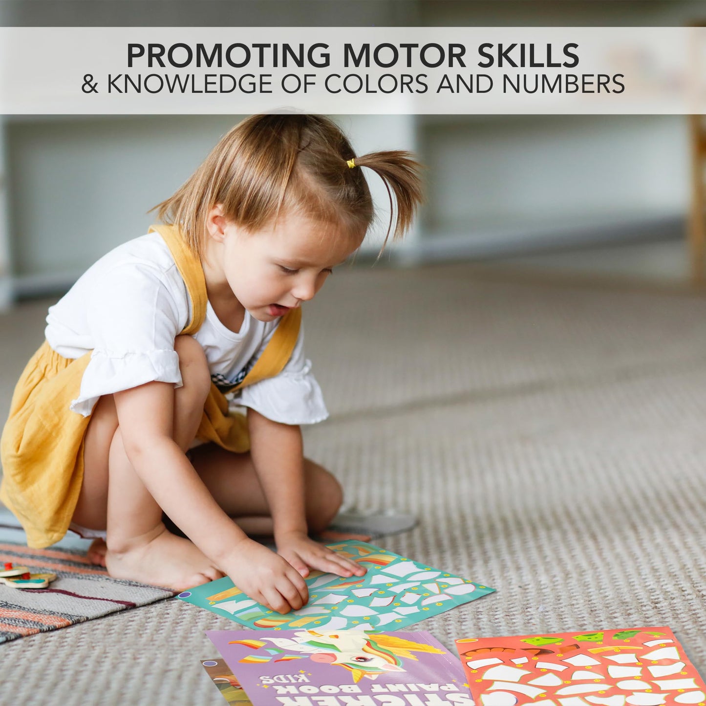 Fun Paint With Sticker Books For Kids Set Of 2 - Entertaining Sticker Activity With Vibrant Themes Keeps Kids Ages 4-8 Busy - Perfect Puzzle To Learn Shapes And Numbers At Home Or Travelling