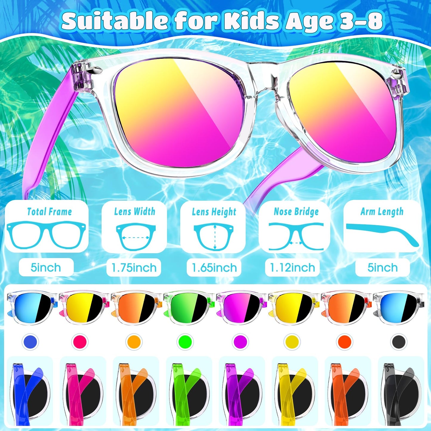 Joycover Kids Sunglasses Bulk, 24 Pack Kids Sunglasses Party Favor, Translucent Sunglasses For Kids With Uv400 Protection, Gradu