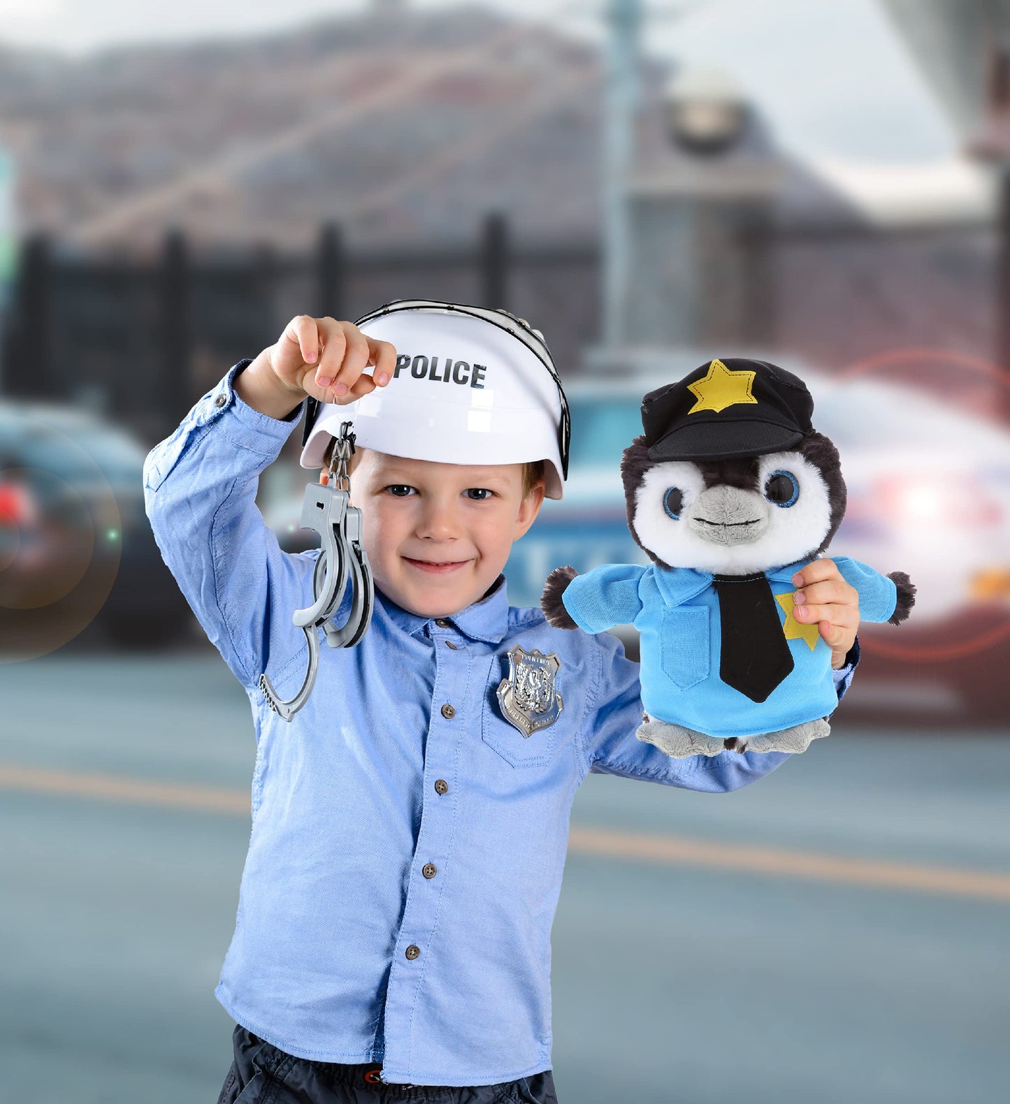 DolliBu Police Officer Dress Up Set for Teddy Bear Plush Toy - Police Outfit for Stuffed Animals Cute Set of Police Hat Shirt & Pants for Teddy Bear Costume Stuffed Animal Clothes - Large