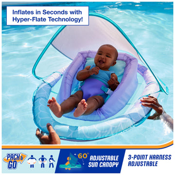 Swimways Infant Spring Float, Baby Pool Float With Canopy & Upf Protection, Swimming Pool Accessories For Kids 3-9 Months, Merma