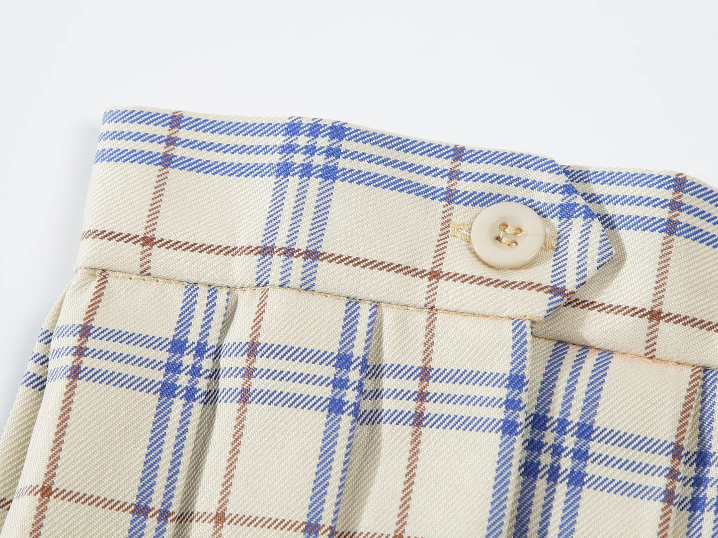 Womens Short Pleated Plaid Costumes Skirt(Beige Dark Brown Mixed Blue,3Xl)