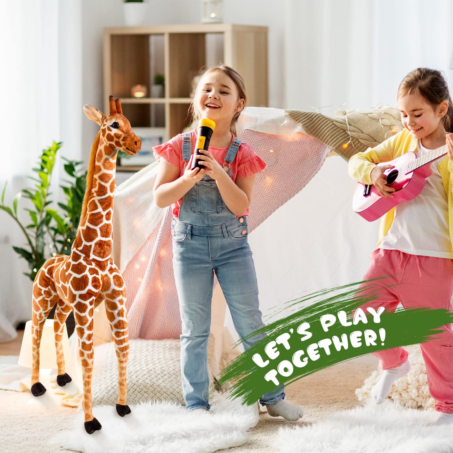 Zhanmai Giant Giraffe Plush Toy Large Giraffe Animal Toy Huge Standing Stuffed Giraffe Jumbo Lifelike Stuffed Doll For Girls Boy