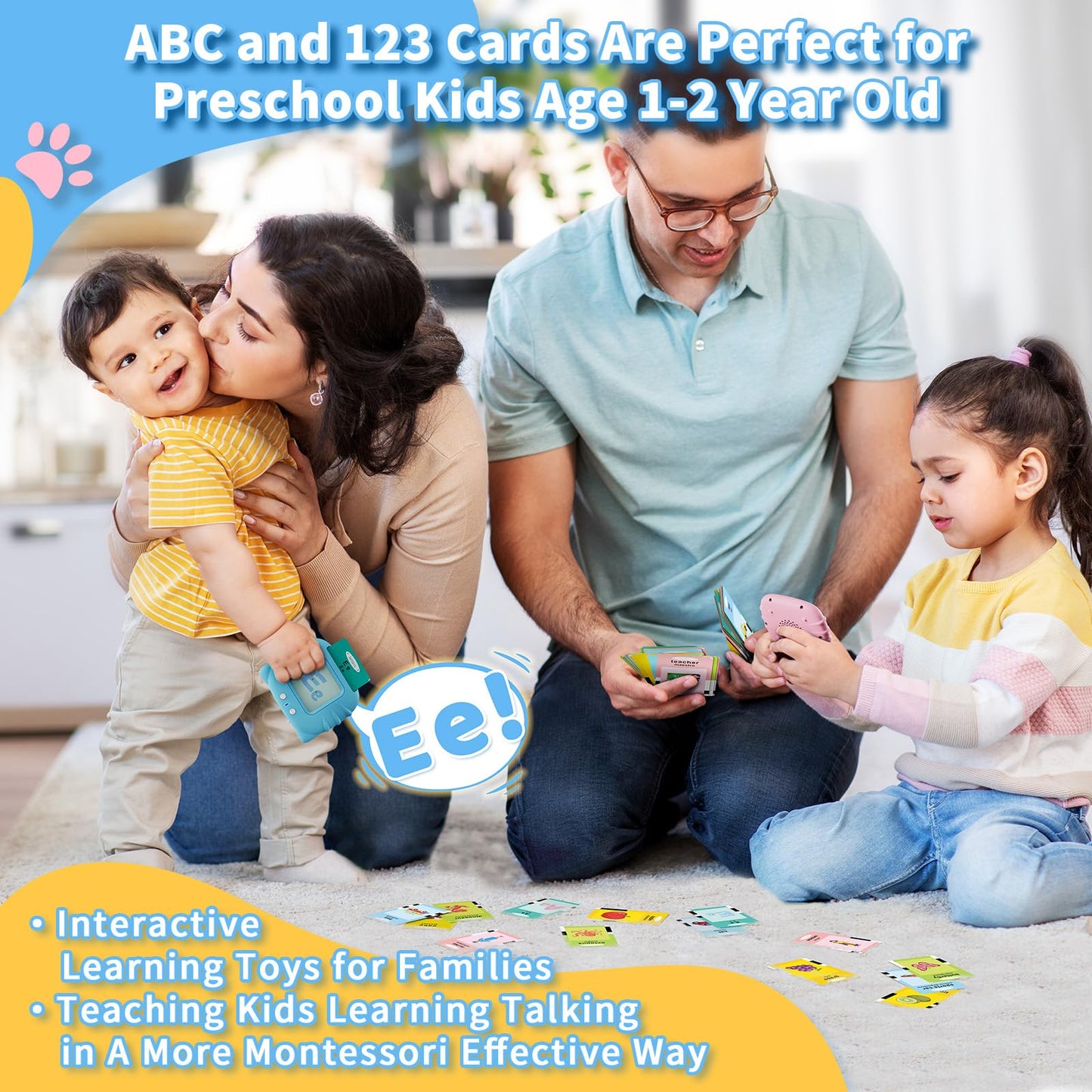 Aullsaty Toddler Toys Bilingual English And Spanish Talking Flash Cards For 1 2 3 4 5 6 Year Old Boys And Girls, Autism Sensory