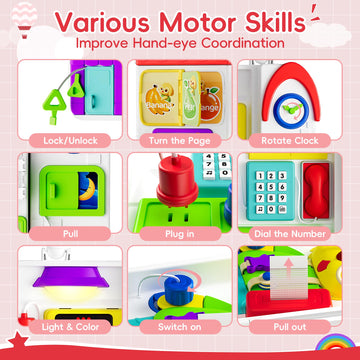 Montessori Toys For 1 Year Old Boy Girl, Musical Busy Board, Bilingual Learning Toy For Toddlers 1-3, 1St Birthday Gift, Educati