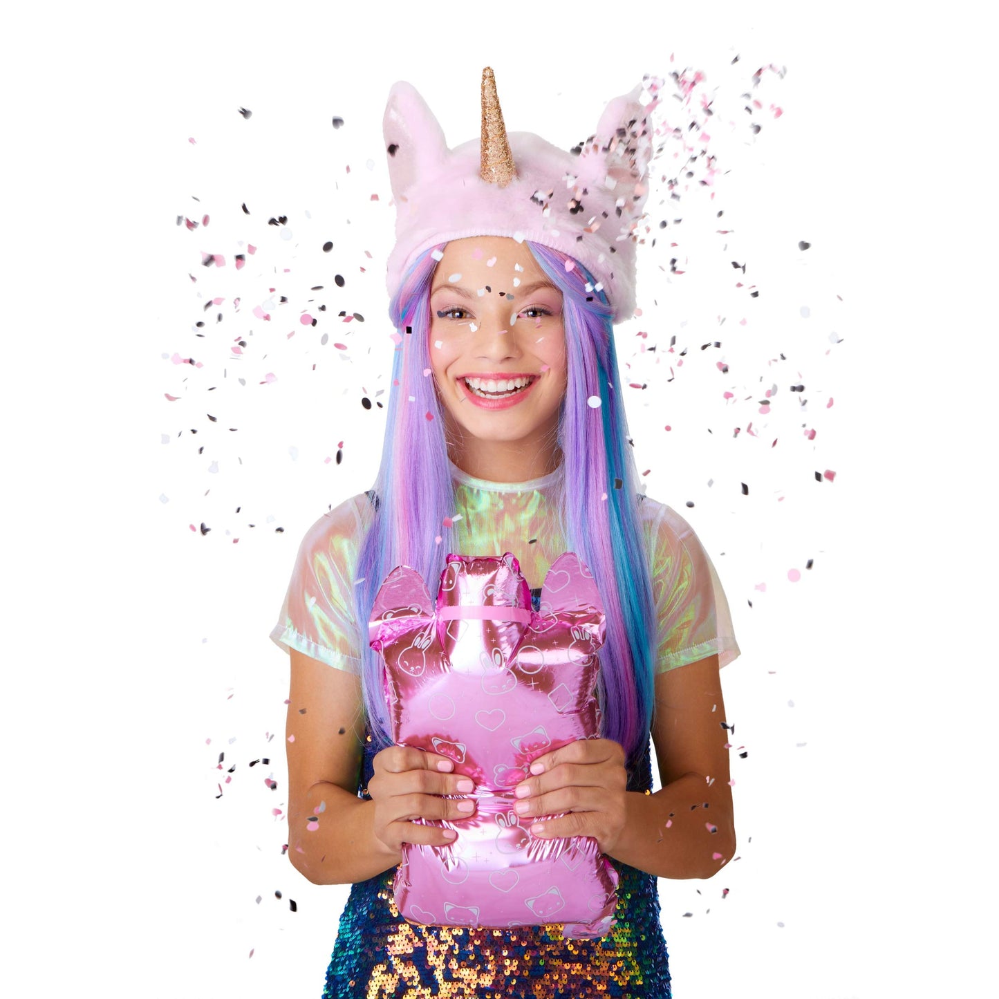 Mga Entertainment Na! Na! Na! Surprise 2-In-1 Fashion Doll & Plush Pom With Confetti Balloon Unboxing, Multicolor (Styles May Vary)