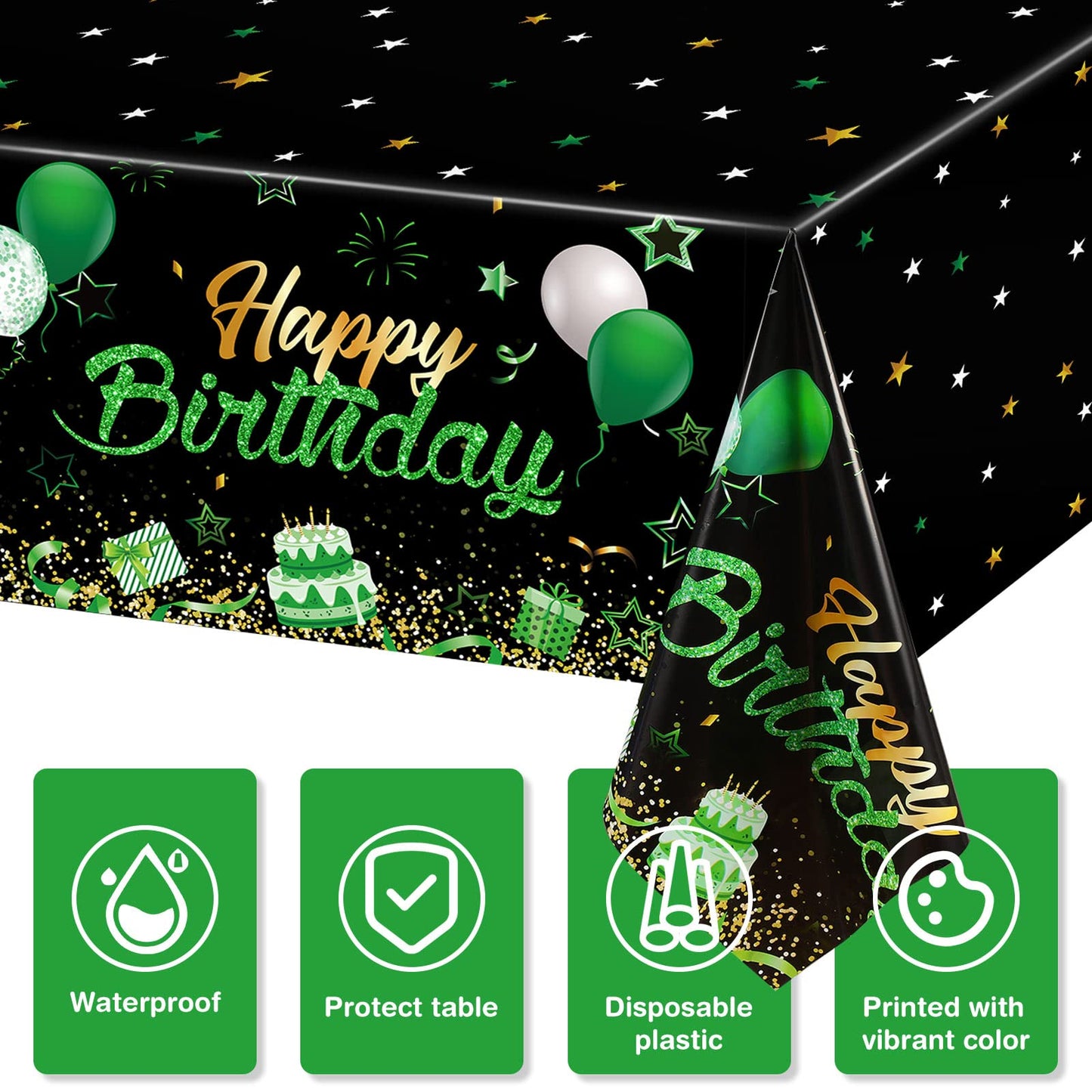 Breling 3 Pack Birthday Party Supplies Confetti Sprinkles Happy Birthday Tablecloths Starry Table Covers For Kids Adults Birthda