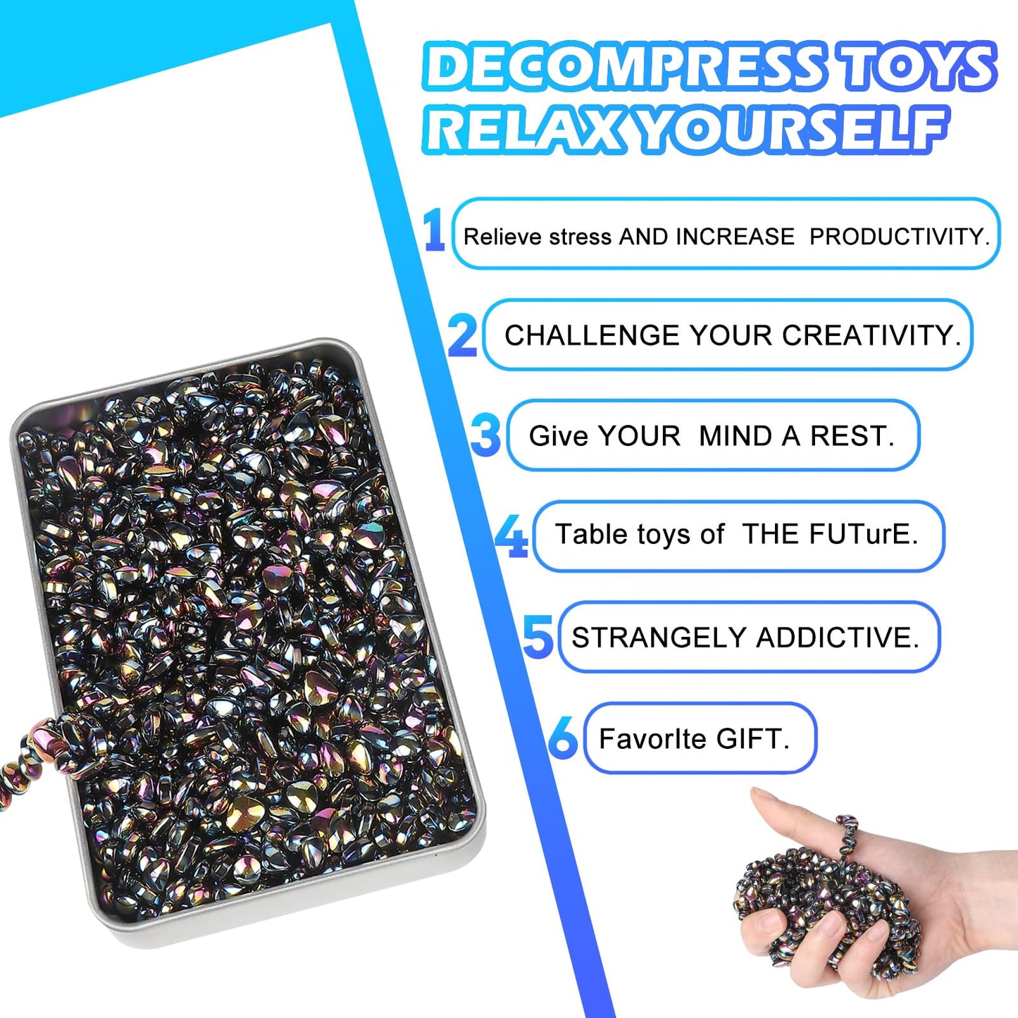 550+pcs Ferrite Putty Fidget Toys | Ultimate Stress Relief & Focus Tool for Adults | Reusable Desk Toy for Office Anxiety & Sens