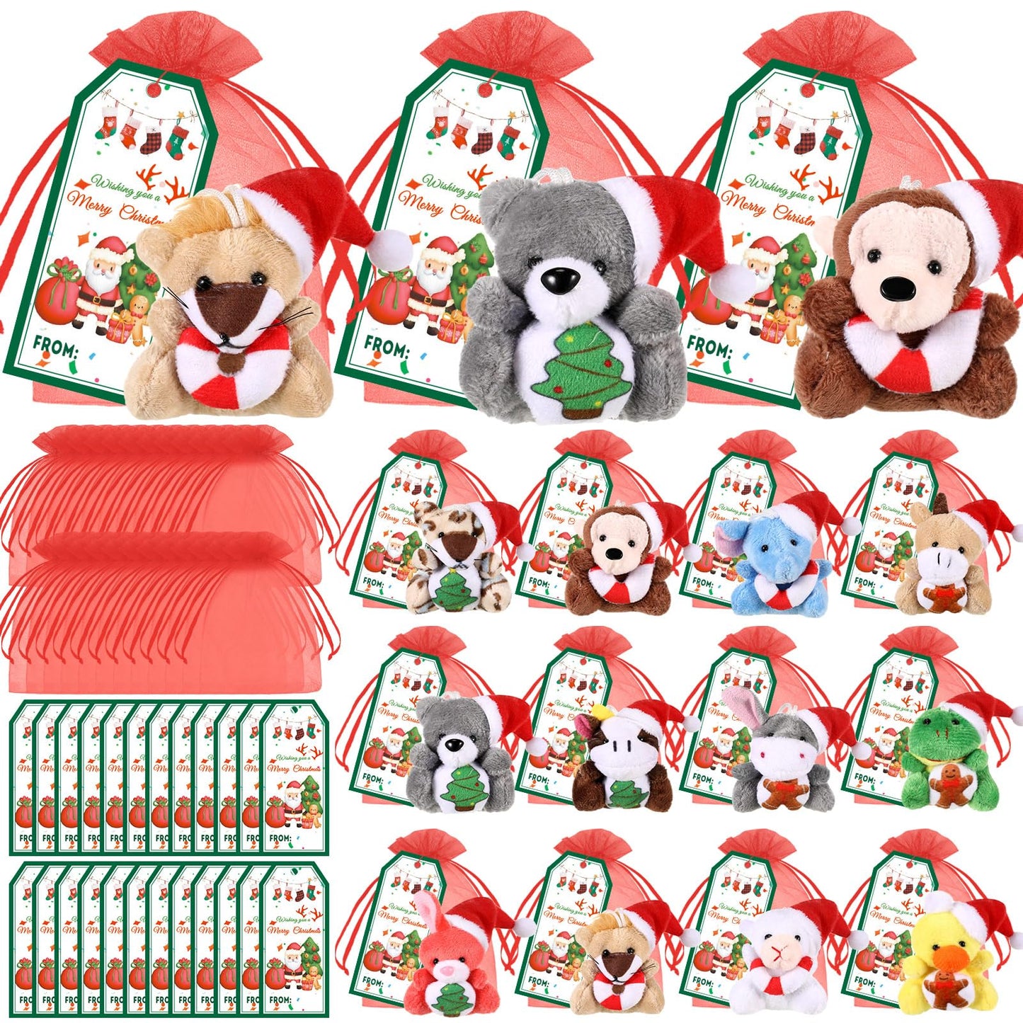 Wiwiqing 24 Set Welcome Back to School Gifts for Students Mini Stuffed Animals Bulk Tiny First Day of School Plush Animals Small