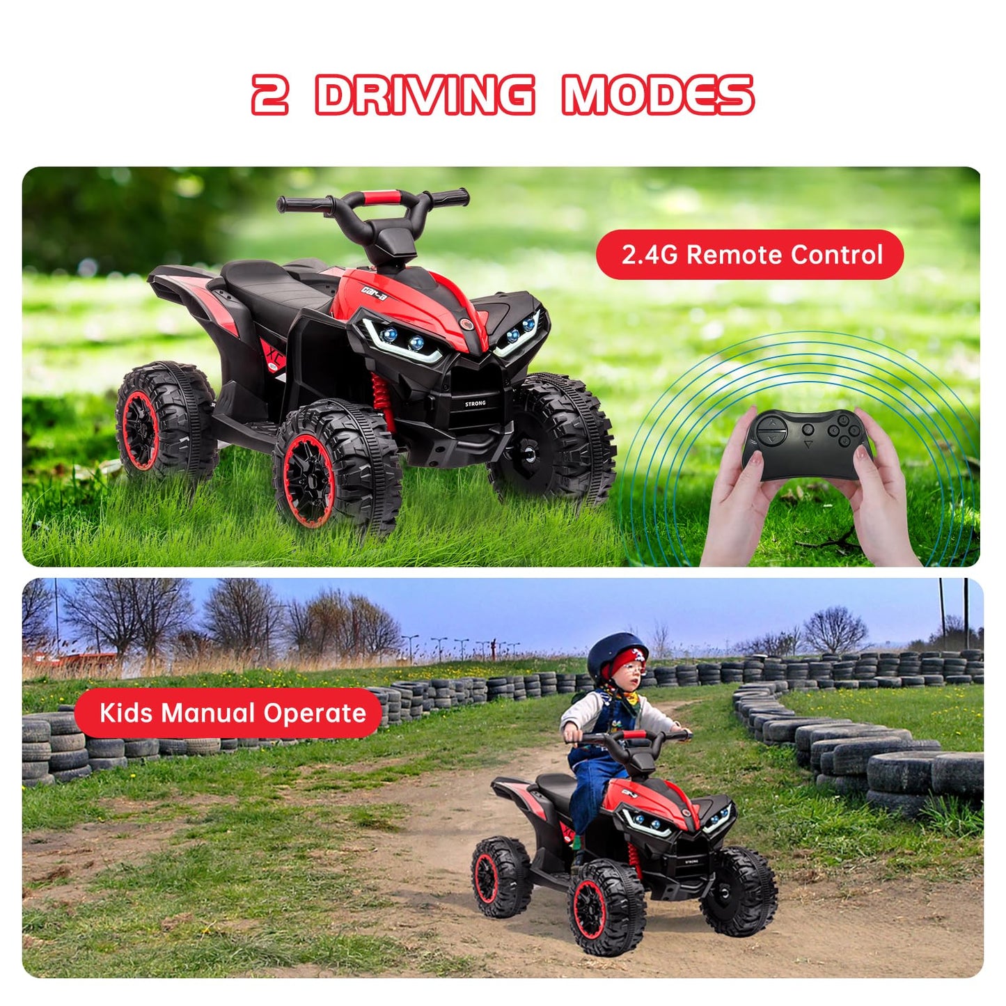 Ride On ATV, 12V 4 Wheeler Battery Powered Toy With Remote Control (High Low Speeds), Electric Car Truck 4-Wheels Vehicle With M