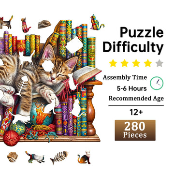 Jigfoxy Wooden Puzzles for mature-themeds Cat Wood Puzzles mature-themed Unique Animal Shape Wooden Jigsaw Puzzles Birthday Gifts for Puzzles Lovers Family Friend(L-13.4 * 10.8in-280pcs)