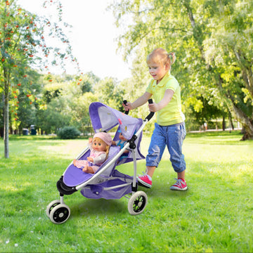 Doll Stroller Toy Anivia Realistic Doll Stroller Heart Design Gifts For Toddlers And Girls Foldable Baby Doll Stroller Toy (Da310Pur)