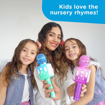 Move2Play, Kids Karaoke Microphone | Includes Bluetooth & 15 Pre-Loaded Nursery Rhymes | Birthday Gift For Girls, Boys & Toddler