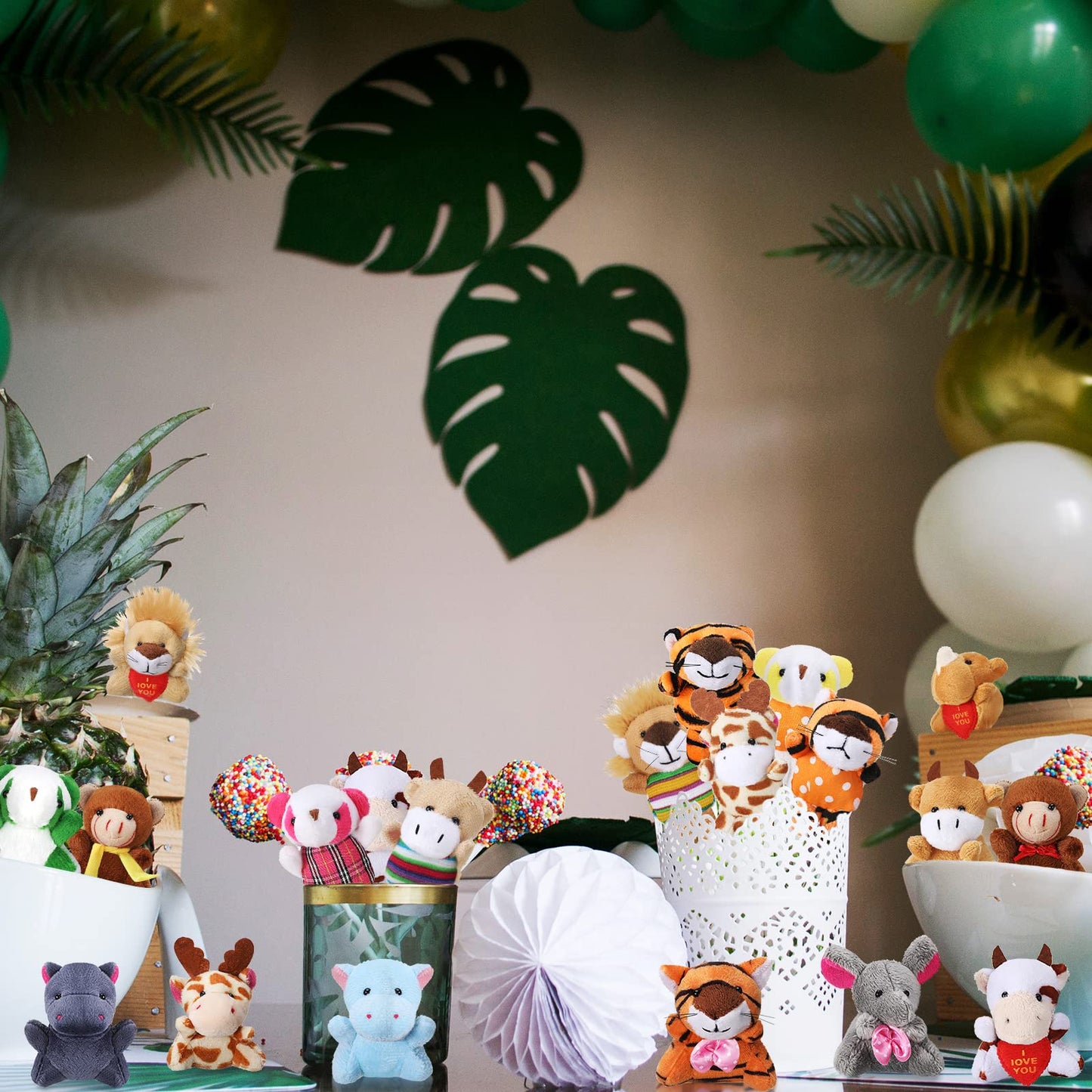 Zhanmai 100 Pcs Mini Plush Stuffed Animal Bulk Small Animal Toys Keychain Party Favors Easter Egg Stuff For Kids Birthday Valentine Carnival Classroom Prizes Gift Goodie Bag Filler (Forest Animals)