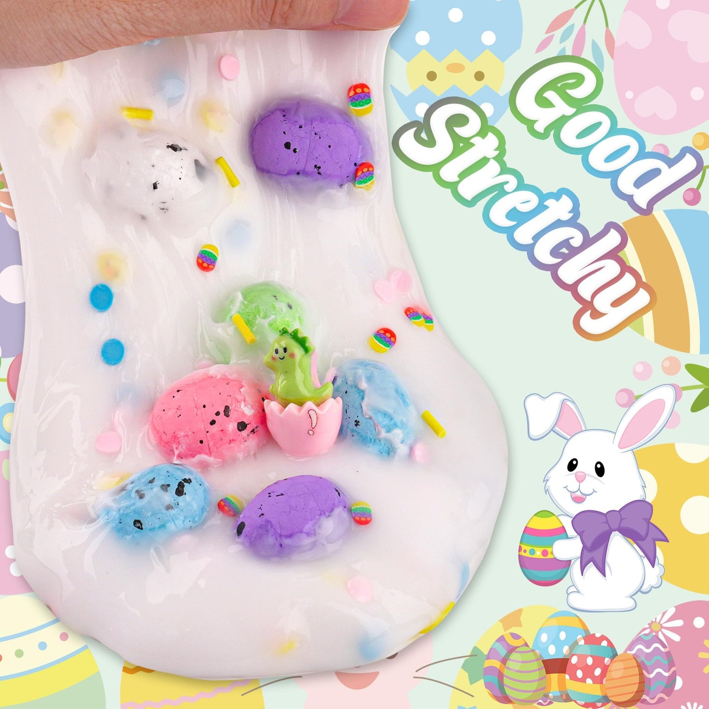 Easter Basket Stuffers, Dinosaur Eggs Slime With Easter Dino Slime Charm, Non-Sticky Slime Toys For Kids, Easter Gifts For Toddl
