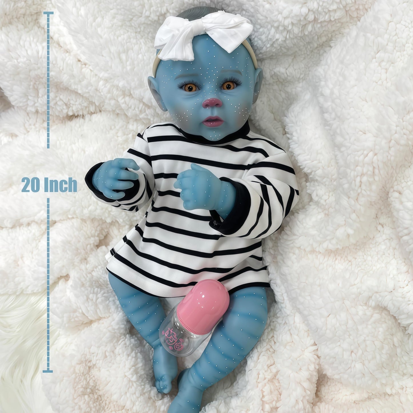 Joyarr 20 Inch Reborn Baby Doll With Blue Skin, Lifelike Newborn Doll Realistic Brown Eyes With Soft Vinly Body, Real Life Baby