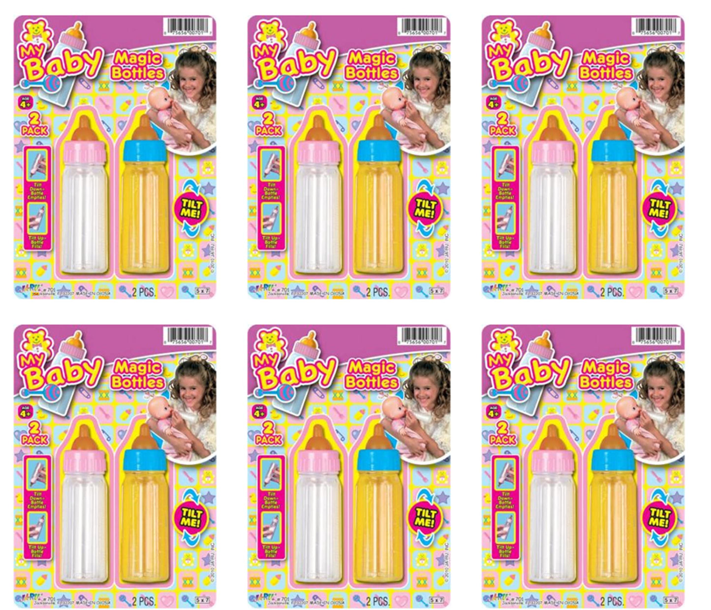 Ja-Ru Magic Baby Doll Bottles Milk Bottle And Juice Bottle, Great Baby Doll Accessories. Set With 2 Bottles. 701-6