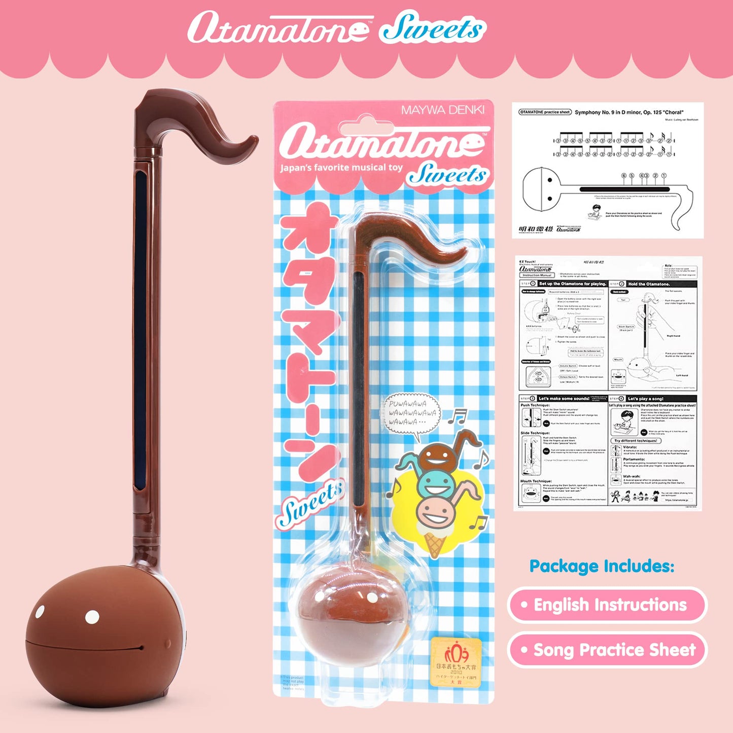Otamatone Japanese Electronic Musical Instrument Portable Music Synthesizer from Japan by Maywa Denki Studio Award Winning Educational Fun Gift for Children Teen mature-themed - Chocolate Strawberry Mint Set