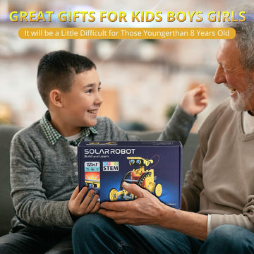 Solar Robot Kit For Kids Age 8-12, Stem Building Toys,12-In-1 Build Your Own Robot With Solar Panel & Battery Power, Science Engineering Christmas Birthday Idea Gifts For Boy Age 8 9 10 11 12