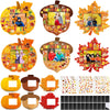 Blosssound 24 Sets Thanksgiving Fall Picture Frame Craft Kits Thanksgiving DIY Photo Frames with Stickers Pumpkin Photo Autumn G