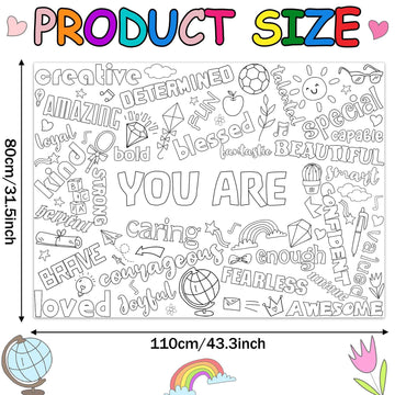 Naozinebi Positive Coloring Poster For Kids Giant You Are Coloring Poster Large Positive Affirmations Coloring Tablecloth Jumbo