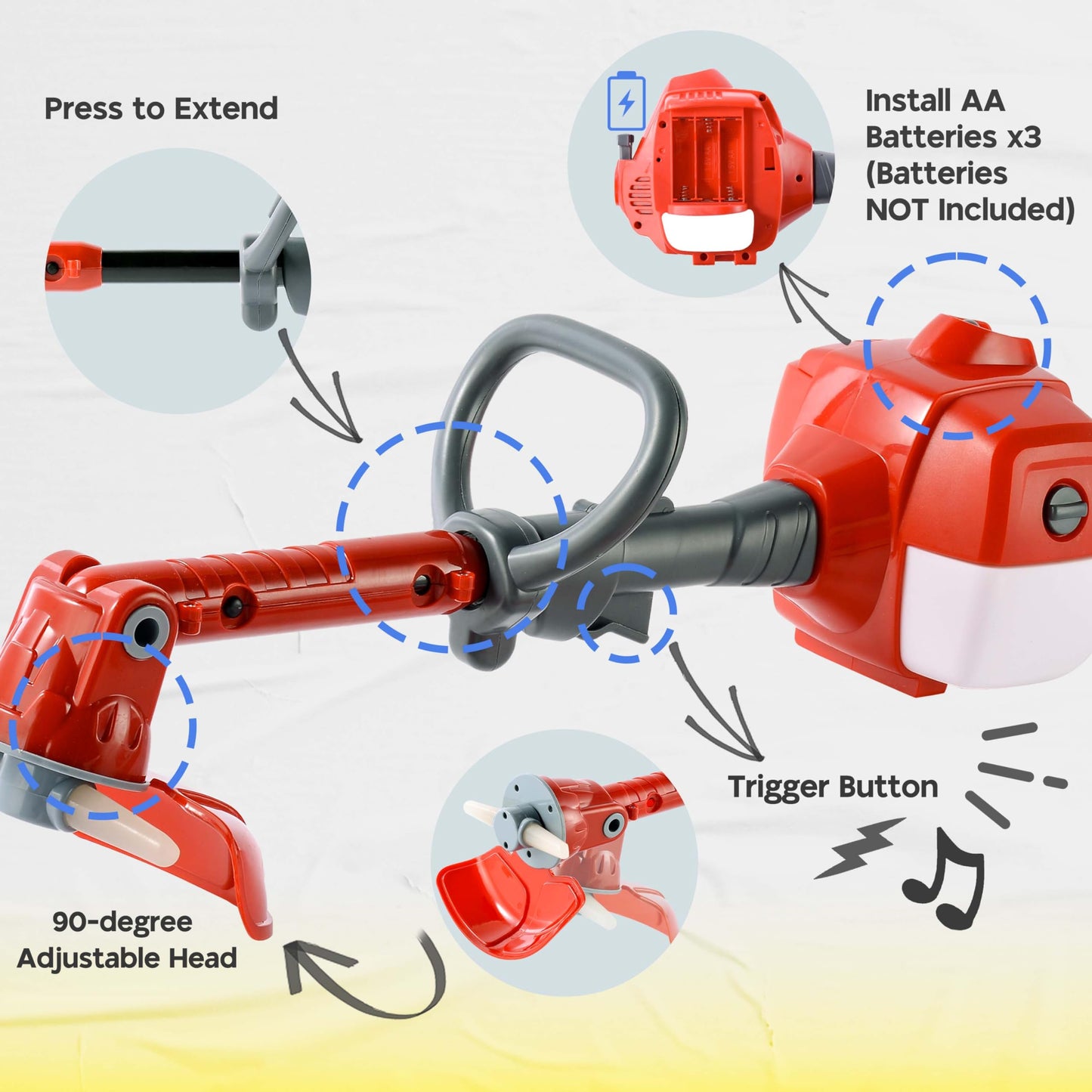 Bellochiddo Toy Trimmer - Pretend Play Garden Toy With Lights And Sounds, Power Yard Tool - Kids Tools, Preschool Gift For Boys, Girls Aged 3 4 5