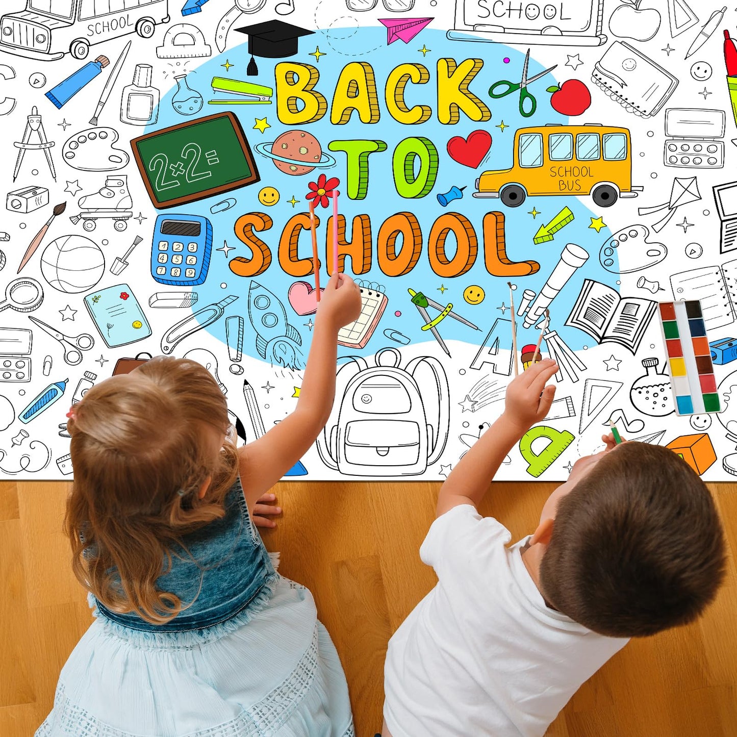 Naozinebi Back To School Coloring Poster For Kids Giant Coloring Poster Large Welcome Back Coloring Tablecloth Jumbo Coloring Bo