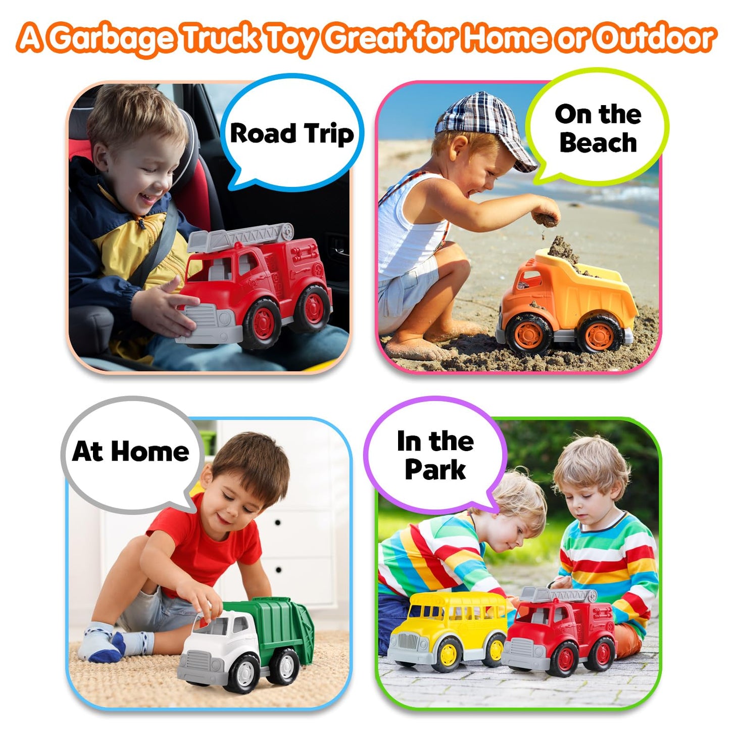 PLAY Eco-Friendly Garbage Truck Toy - BPA-Free, Recycled Plastic, Green, for Boys 1-4, Fine Motor Skills Vehicle Gift