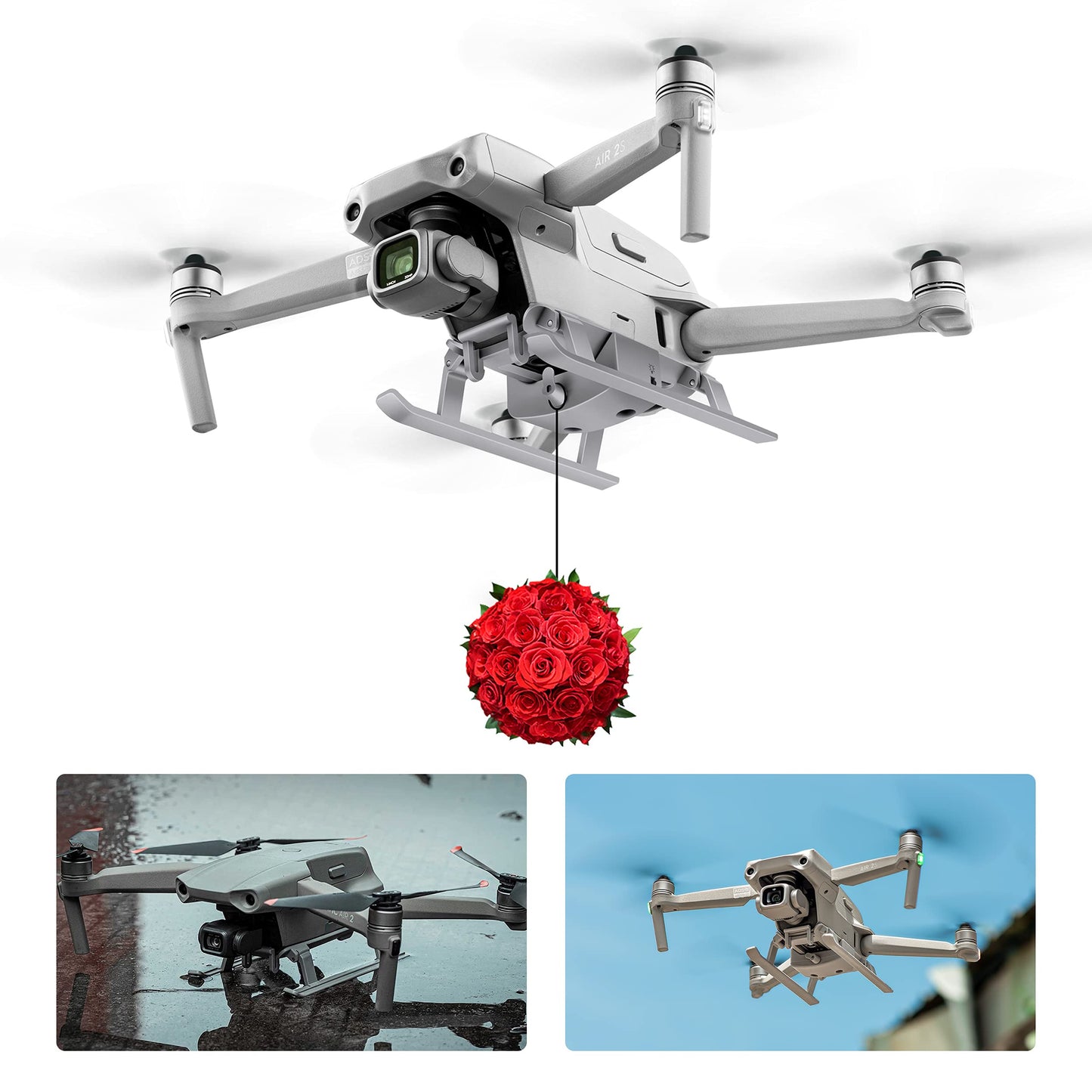 (3 in 1) Tomat Mavic Air 2S Landing Gear with Airdrop System Mavic Air 2 Light Landing Gear Payload/Delivery/Transport Release f