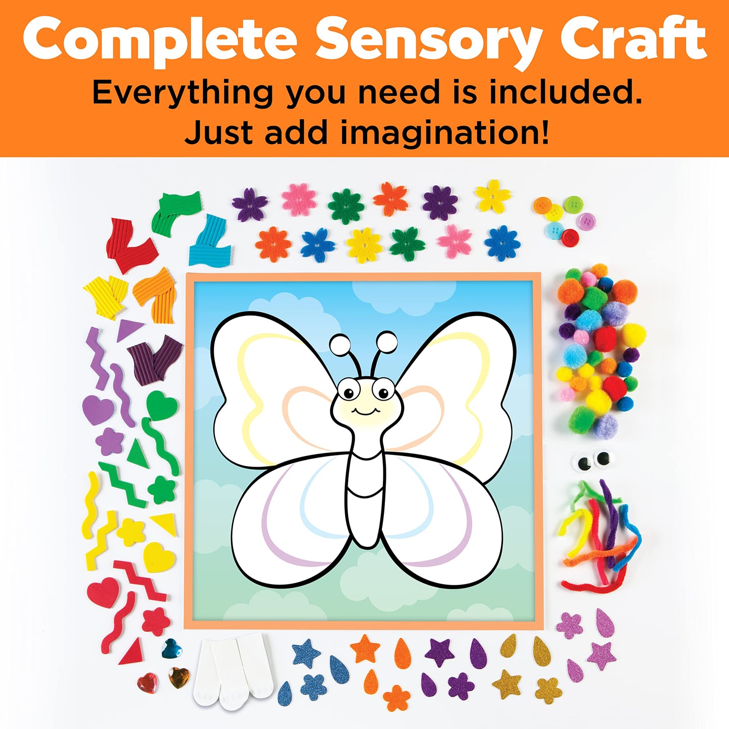 Creativity For Kids Sticky Wall Art: Butterfly - Toddler Sensory Toys, Crafts For Toddlers 3-4+