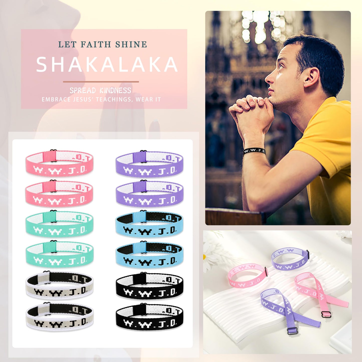 Shakalaka WWJD Bracelets Pack What Would Jesus Do Bracelets 12Pcs