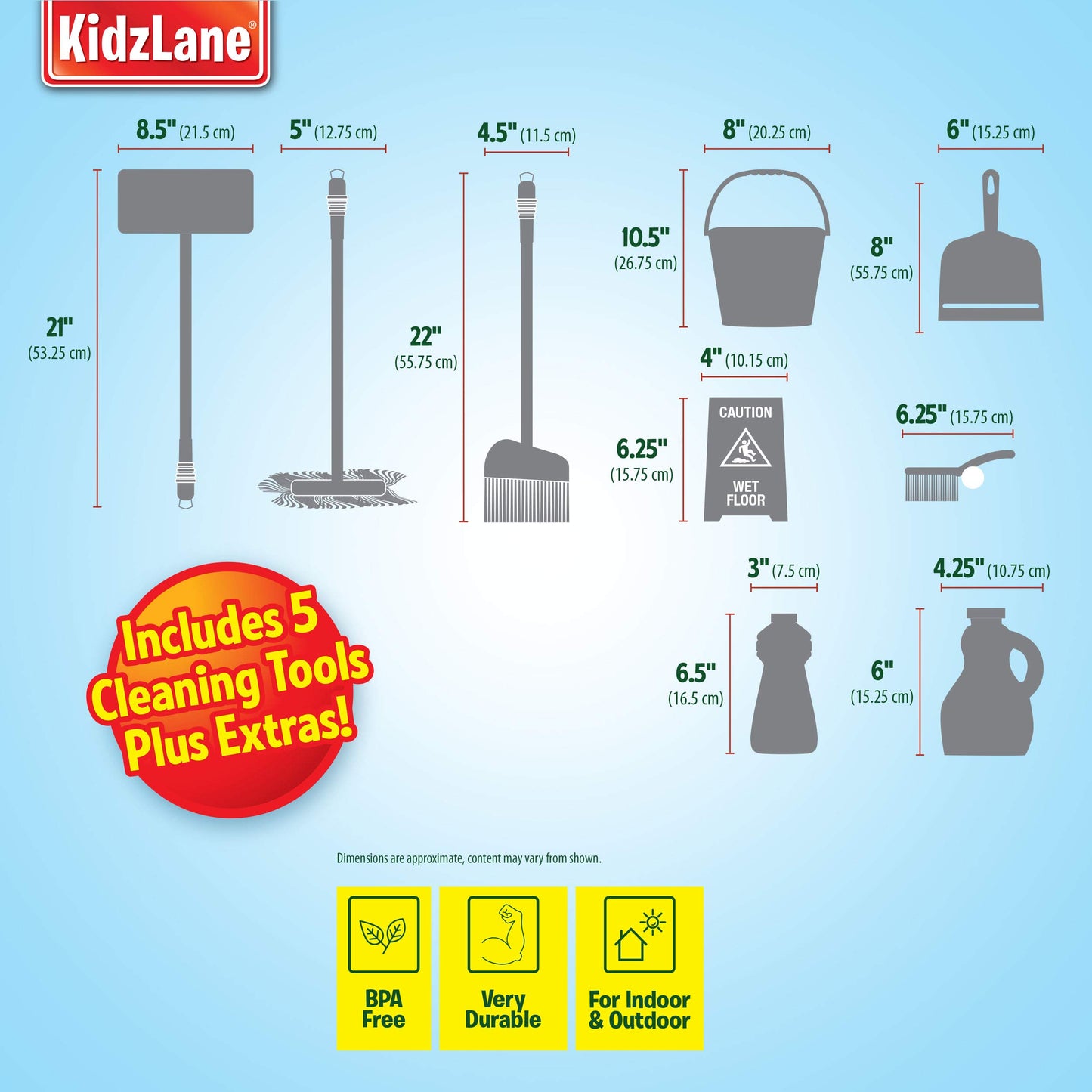 Kidzlane Kids Cleaning Set For Toddlers | Kids Broom Set For Kids For Play | Mop And Cleaning Toys Set | Kids Broom And Mop Set