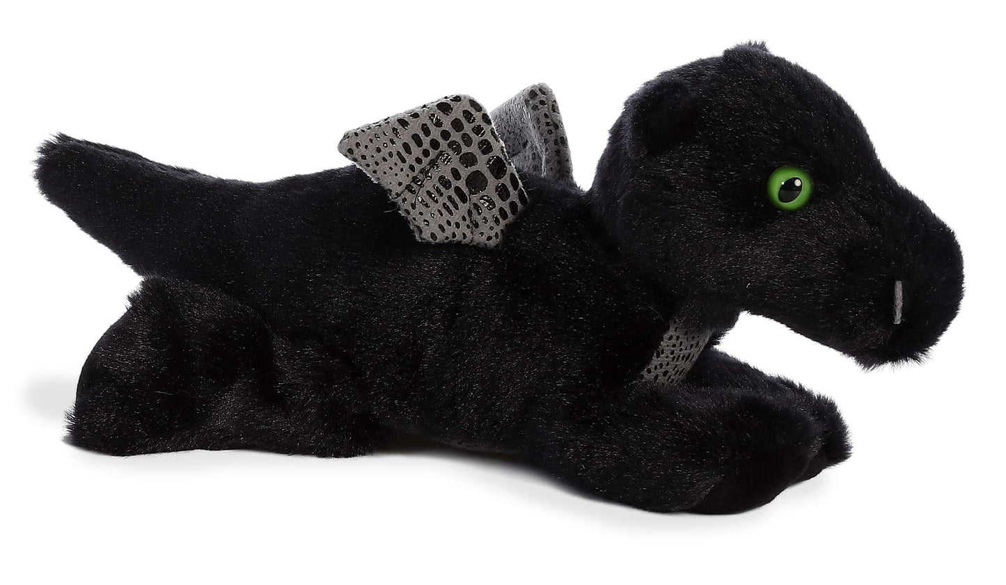 Aurora® Adorable Mini Flopsie™ Midnight Dragon™ Stuffed Animal - Playful Ease - Timeless Companions - Black 8 Inches