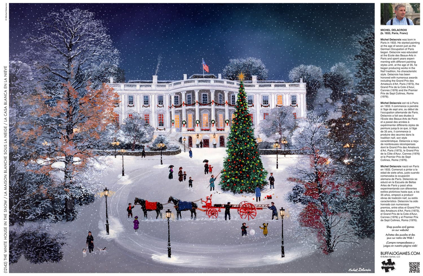 Buffalo Games 1000 Piece Jigsaw Puzzle - Michel Delacroix The White House in The Snow - Multicolor - 26.75 x 19.75 inches