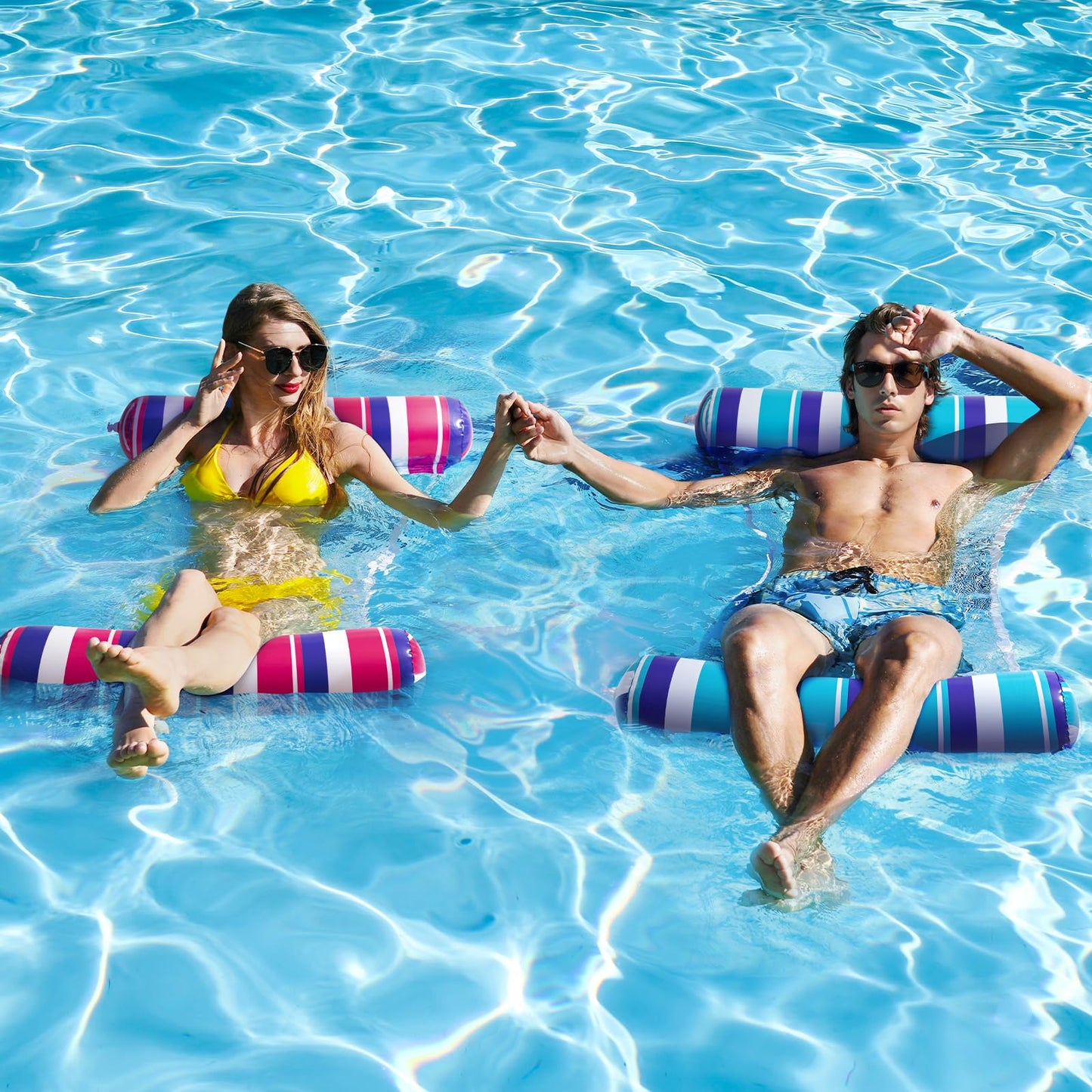 Pool Floats Adult - 2 Pack Inflatable Pool Floats Rafts, 4-In-1 Floats For Swimming Pool, Thick Pvc Pool Float Lounger Water Ham