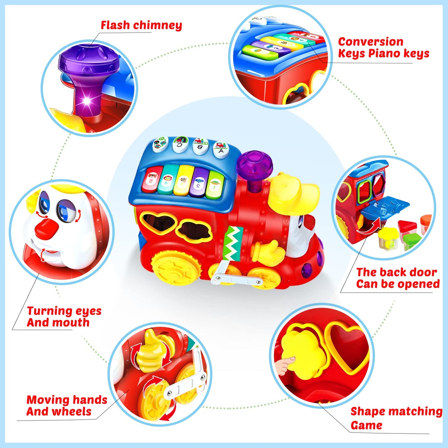 Baby Toys For 1 Year Old Boy Girl Gift Musical Train Baby Toys 6-12 12-18 Months,Early Educational Learning Montessori Kids Toys With Blocks/Light Toddler Christmas Birthday Gifts For 1 2 3 Year Old