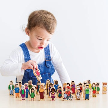 The Freckled Frog - Ff420 My Family - Set Of 30 - Ages 1+ - Inclusive Wooden Blocks For Toddlers - Includes Grandparents, Moms,