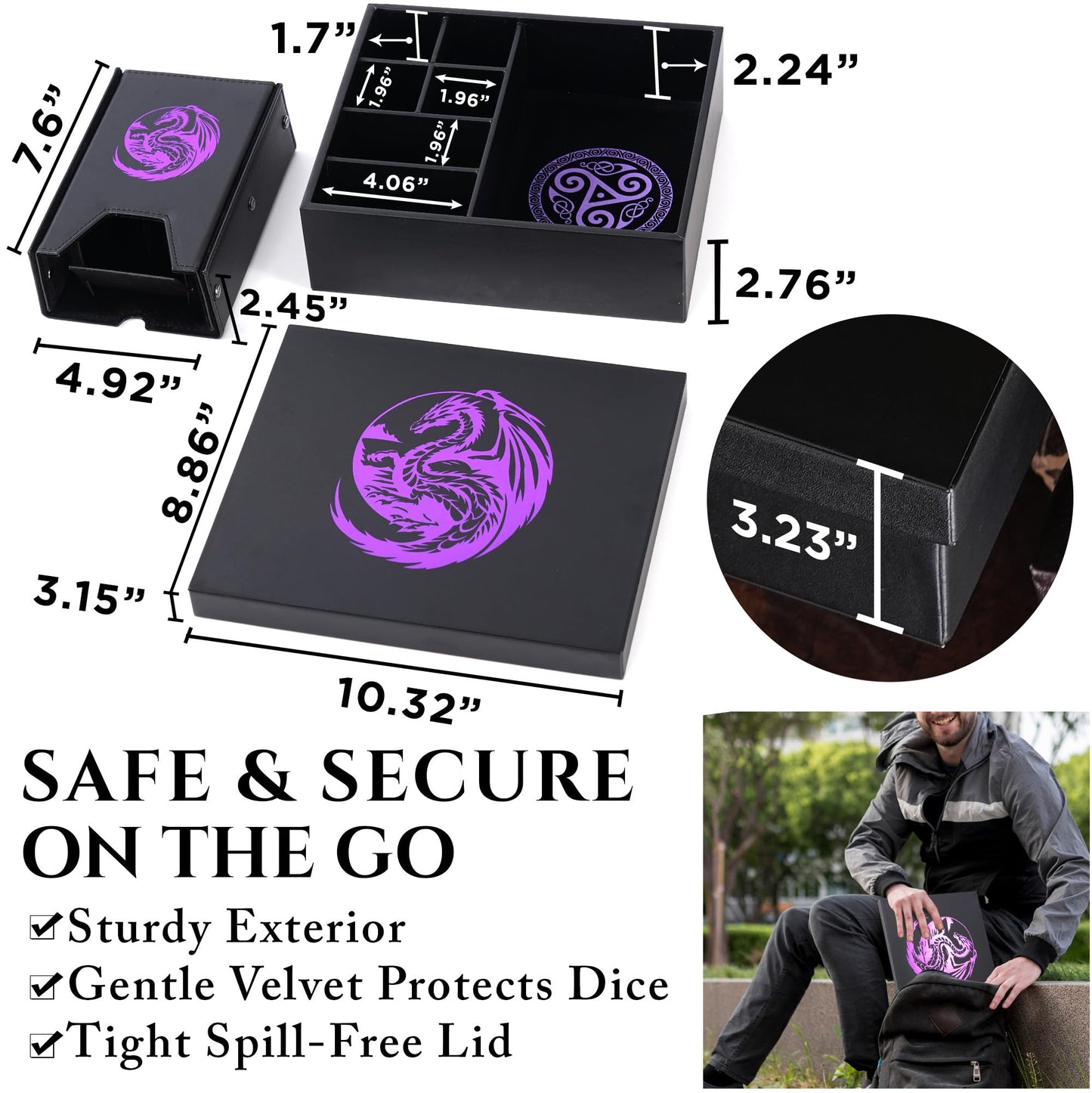 Soar Forge Dice Tray and Dice Tower for DND - All-in-One Tray, Storage & Large Tower for Random Rolls - Stores Dice for D&D, Min