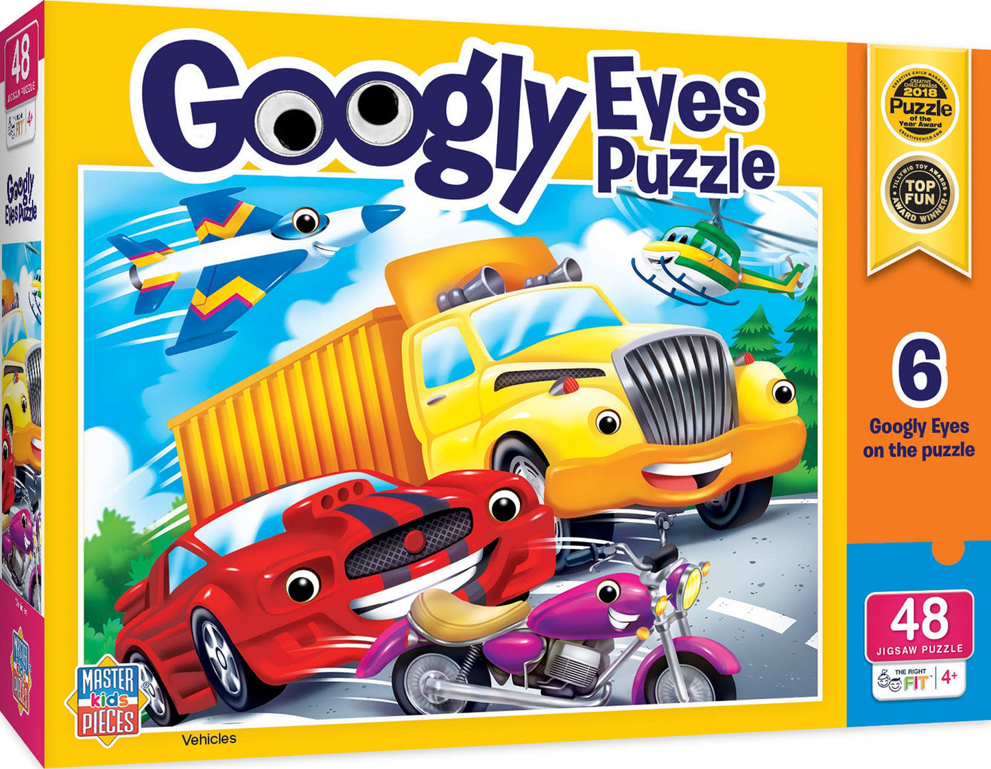 Masterpieces Funny Puzzle - Googly Eyes 48 Piece Jigsaw Puzzle For Kids - Vehicles - 14''X19''