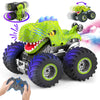 Dinosaur Remote Control Car for Kids, 2.4GHz 360 Rotating RC Monster Truck Toys for Boys Girls Age 4-7 with Spray, Light & Sound