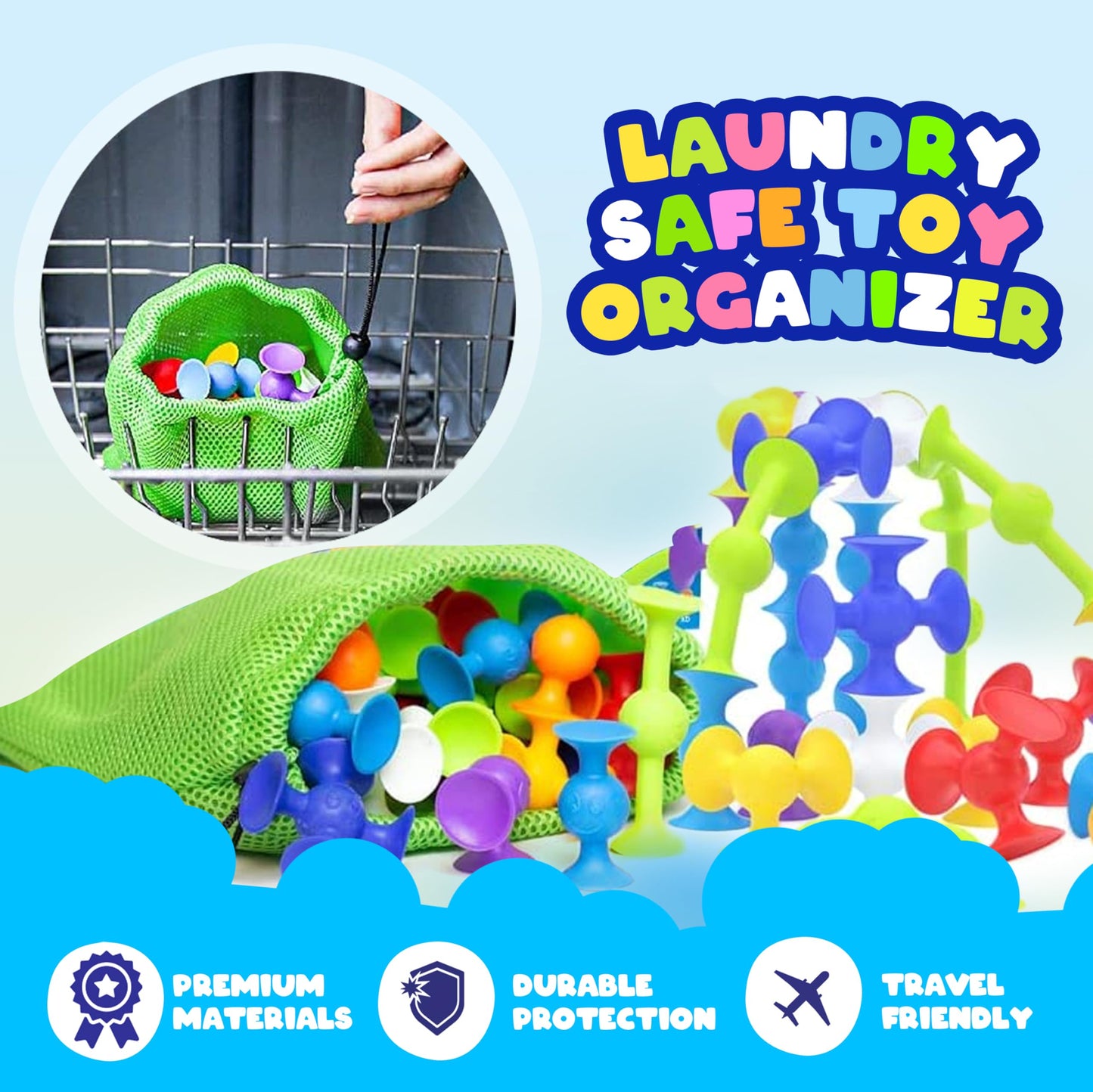Acme Co 50 Pcs Baby Suction Toys - Fun Baby Bath Toys, Squigz, Bath Toys For Toddlers, Educational Toddler Sensory Toys, Interactive Play Of Building Toys, Montessori Toys Stocking Stuffers For Kids