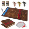 Wahartoly 21 In Large Luxury Thickened Wood Foldable Horse Race Board Game Finish Line Game With 11 Metal Model Horses 2 Sets Of