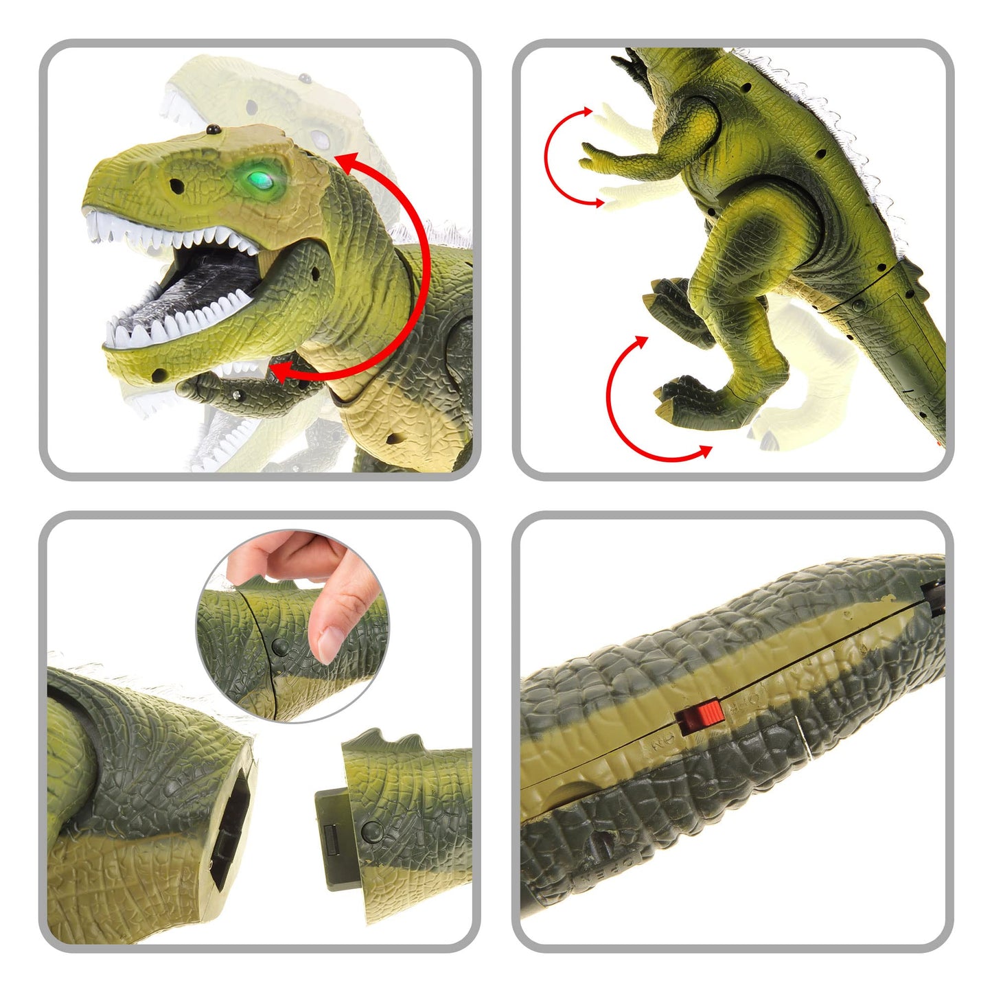Powertrc Remote Control Dinosaur T-Rex Toy For Kids | Realistic Prehistoric Sounds | Dinosaur Robot Toy Lights Up And Roars | Walking Rc T-Rex Robot Toy (Green)