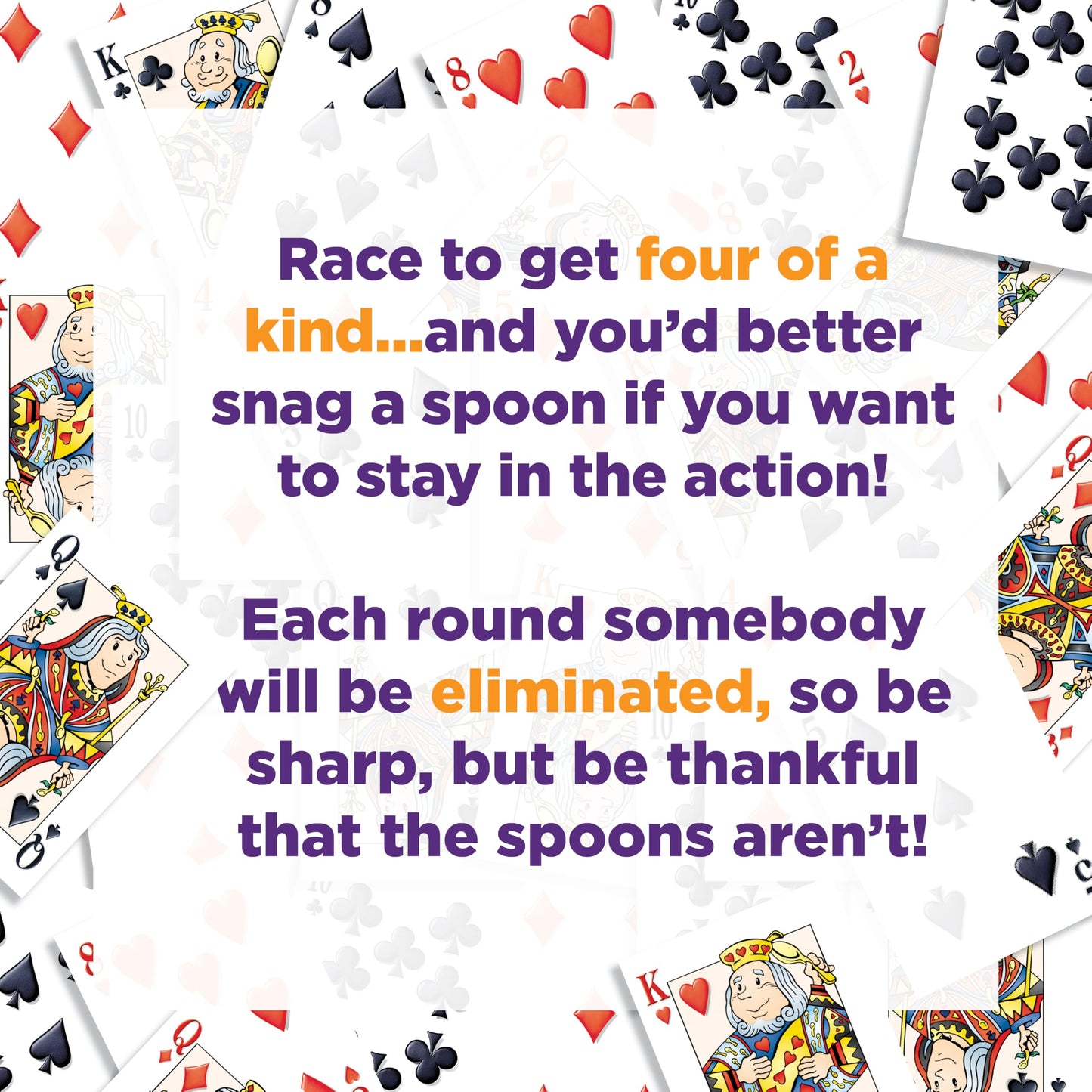 Spoons Card Games For Kids - Spoons Game, Deck Of Cards, Fun Family Games For Kids And Adults, Playing Cards, Game Night, Travel Games, 3-5 Multi-Player Card Game, Games For Adults, Ages 7+